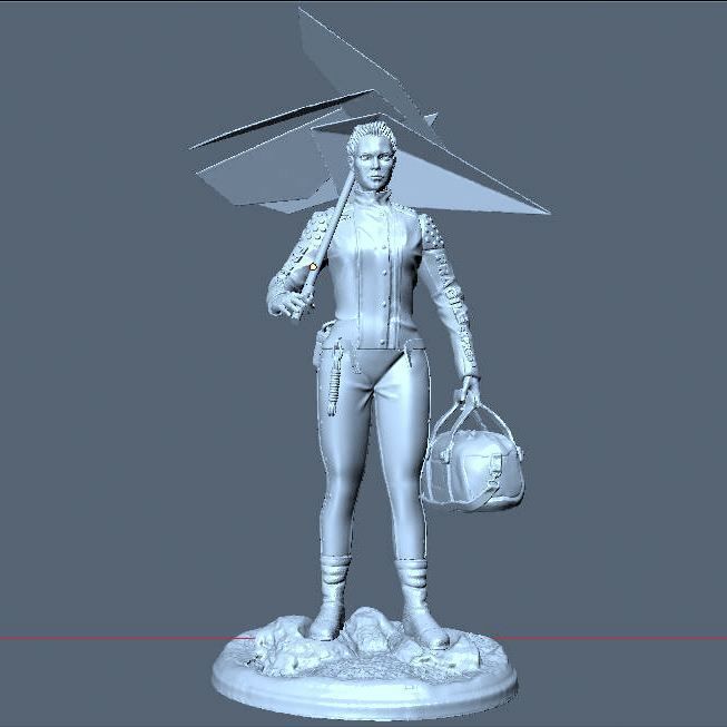 FRAGILE sculpture of woman holding umbrella 3D print model_12