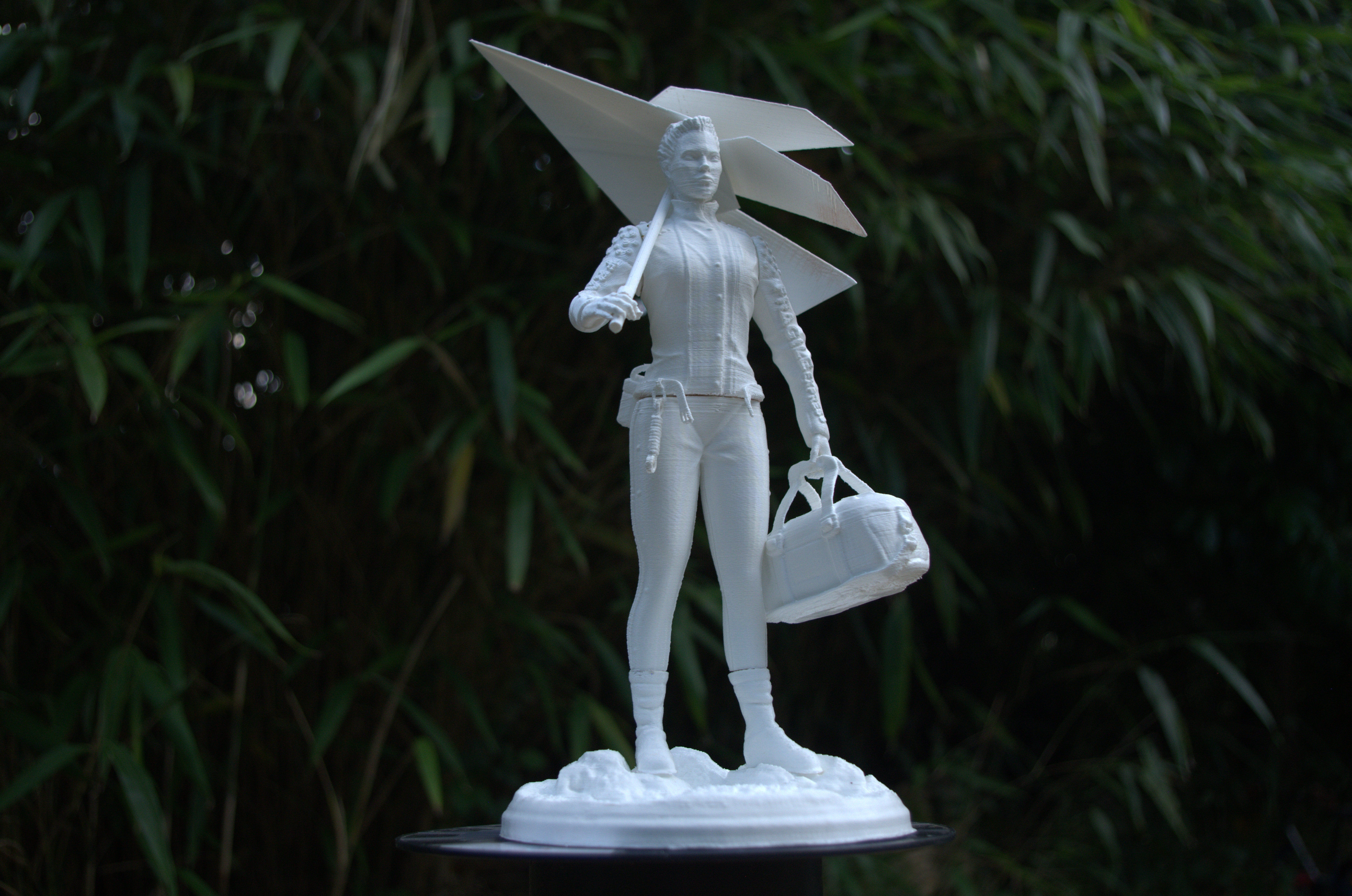 FRAGILE sculpture of woman holding umbrella 3D print model_3