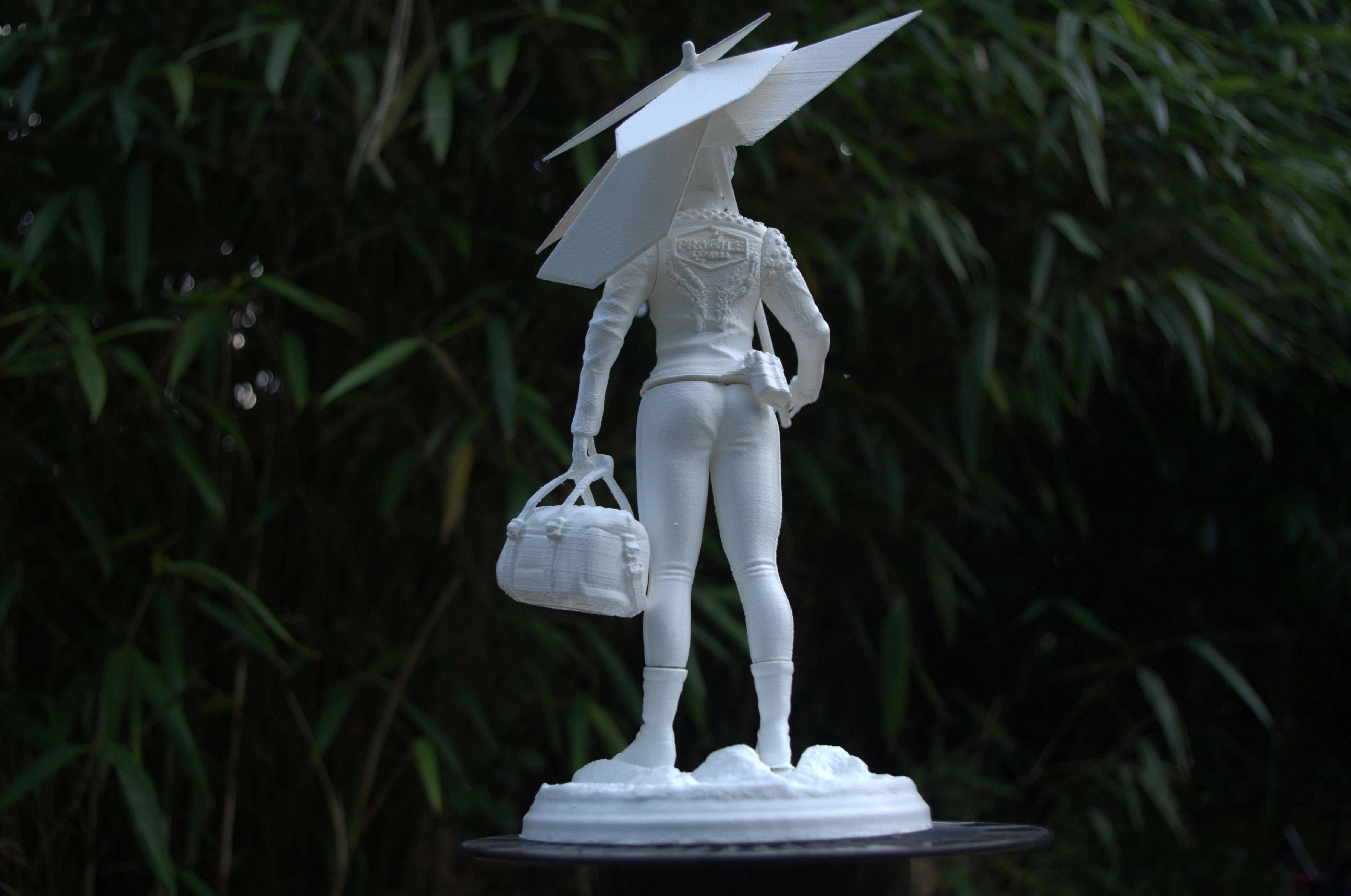 FRAGILE sculpture of woman holding umbrella 3D print model_8