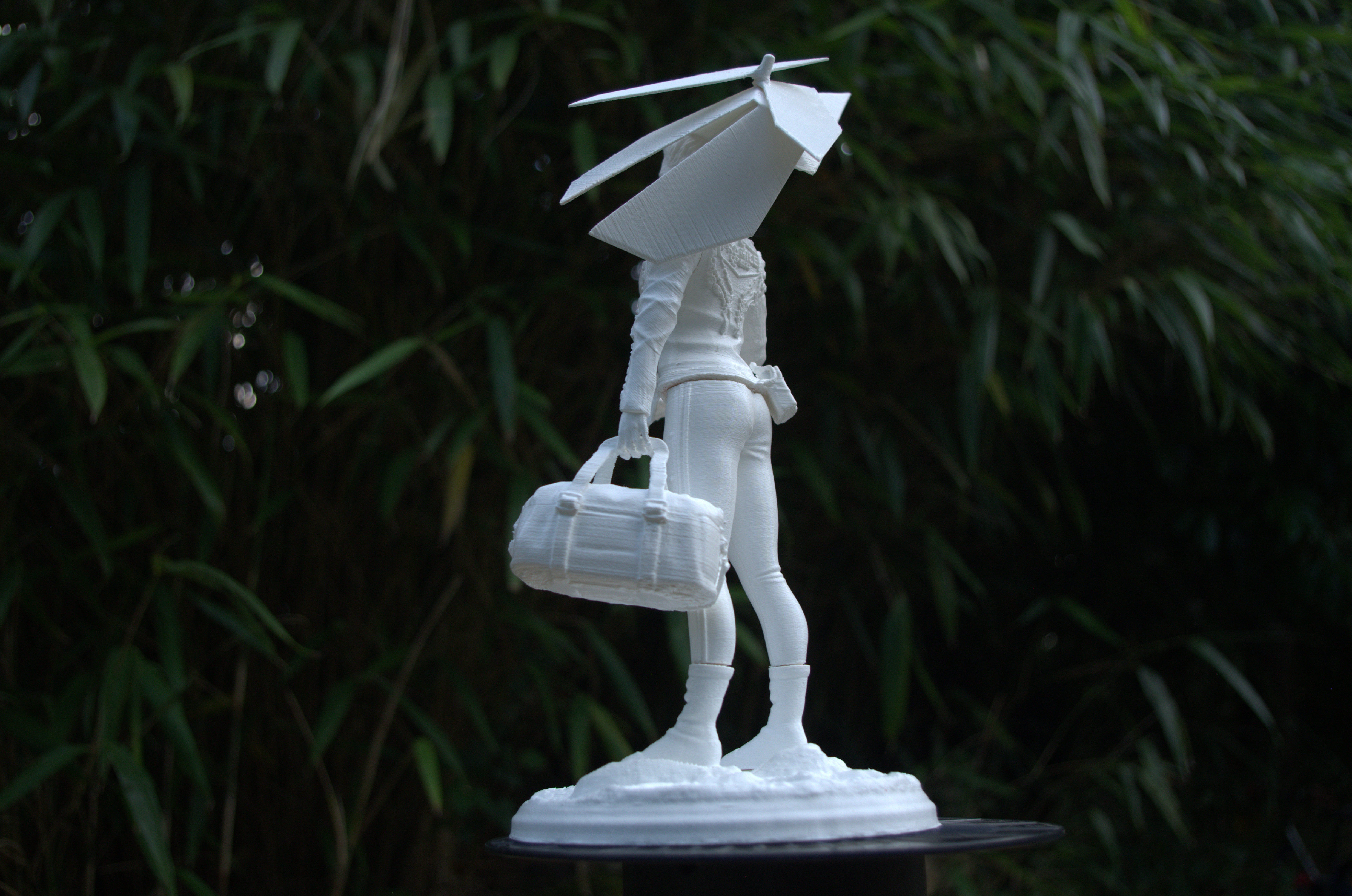 FRAGILE sculpture of woman holding umbrella 3D print model_9