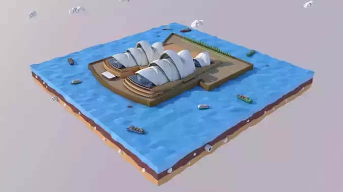 Low Poly Sydney Opera House Landmark