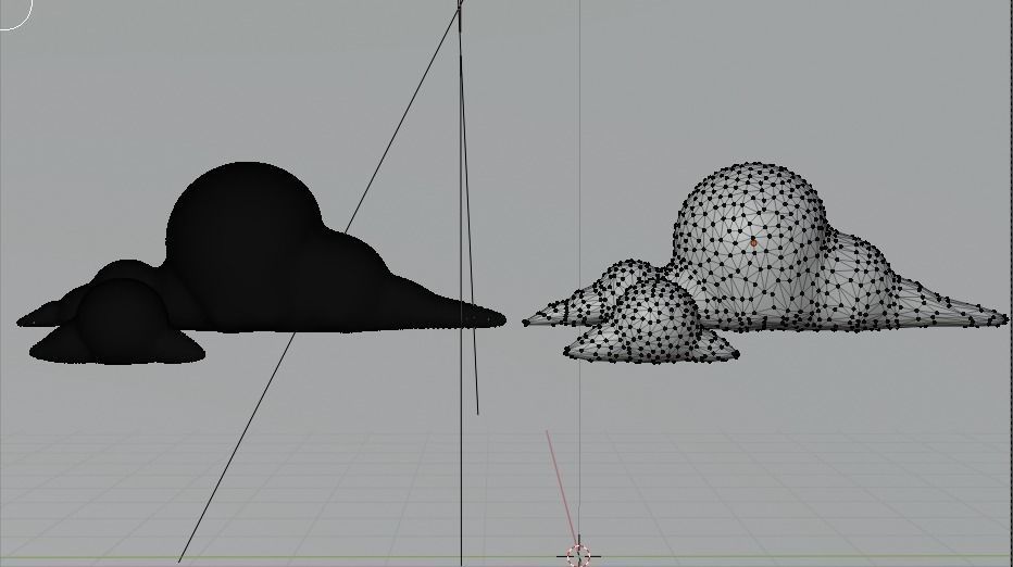 low poly cloud model in sky Low-poly 3D model_3