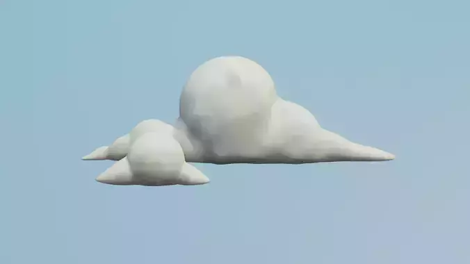 low poly cloud model in sky Low-poly 3D model