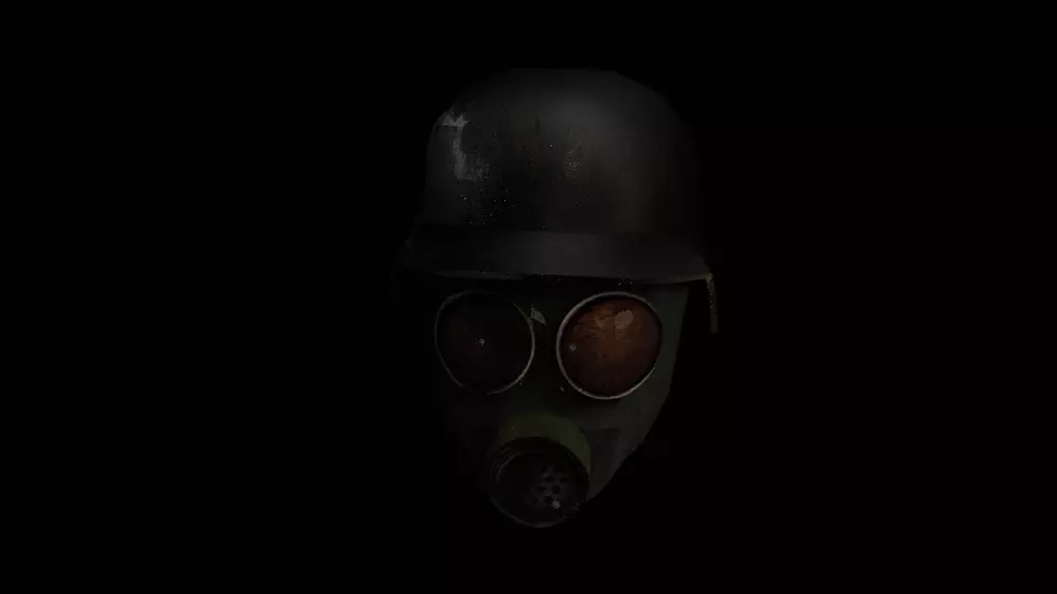Old WW2 Style Gas Mask Low-poly 3D model_0