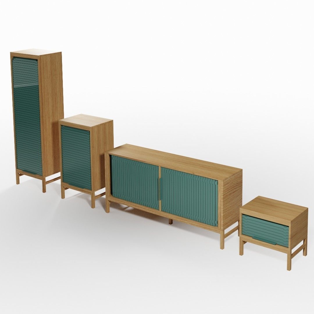 Scandinavian Cabinet Set 3D model_2