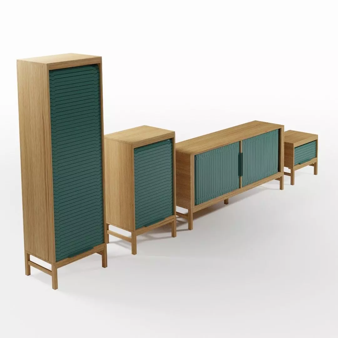 Scandinavian Cabinet Set 3D model_0