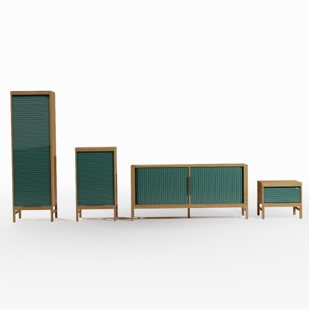 Scandinavian Cabinet Set 3D model_1