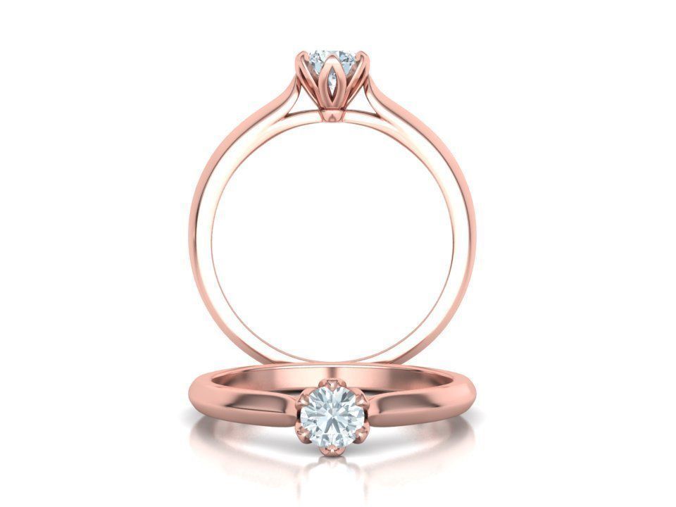 Delightful Solitaire Classic Engagement ring 3dmodel 3D print model_5