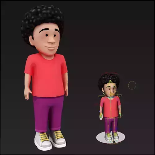 Cute Naughty Afro Boy Rigged maya 