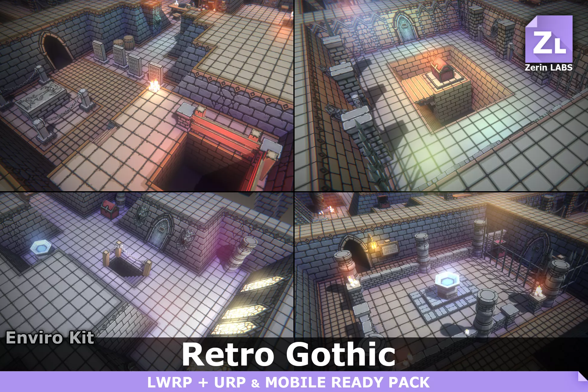 EnviroKit - THE GOTHIC TEMPLE - Retro Lowpoly Low-poly 3D model_0