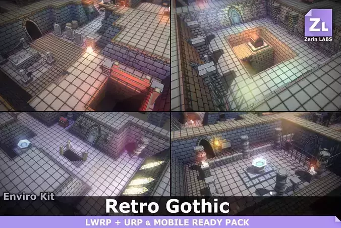 EnviroKit - THE GOTHIC TEMPLE - Retro Lowpoly Low-poly 3D model