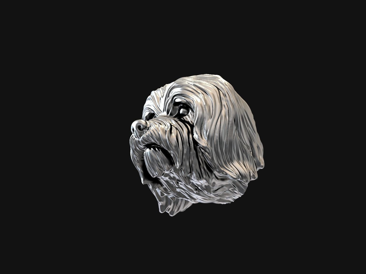 Havanese dog head pendant 3d print model 3D print model_16