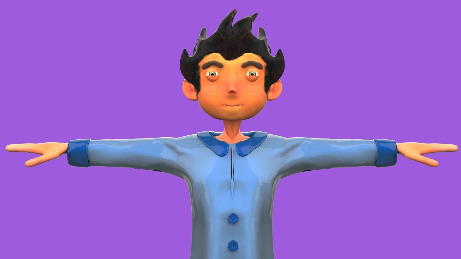 Stylish Kid PBR Animated Low-poly 3D model_3