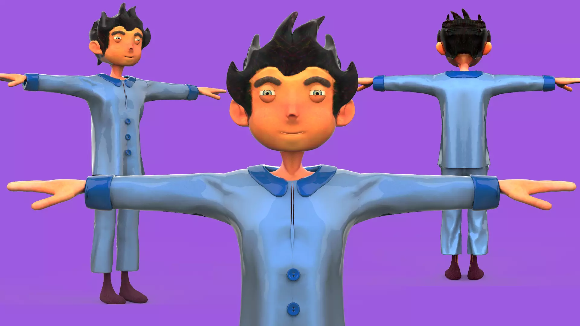 Stylish Kid PBR Animated Low-poly 3D model_0