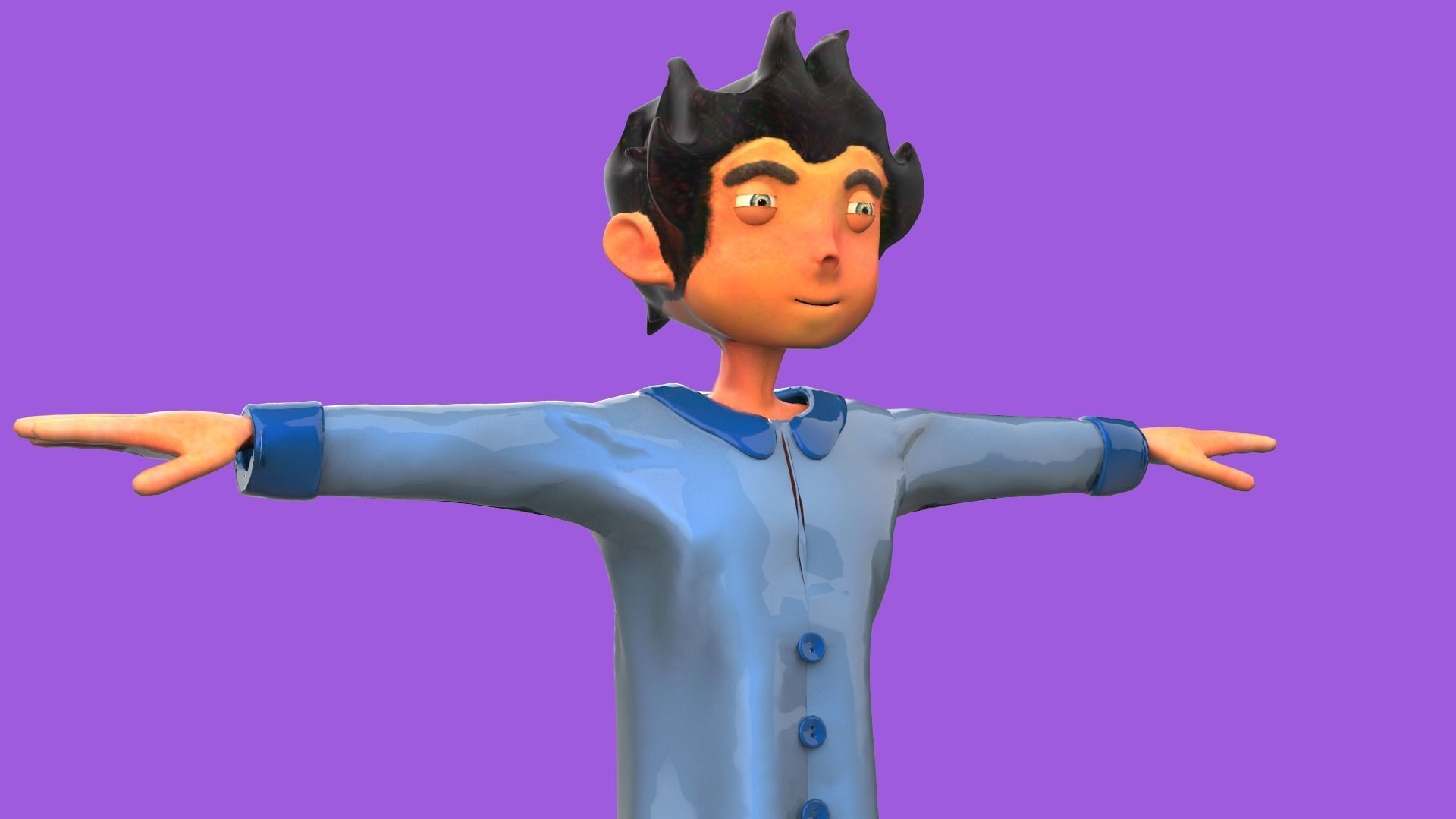 Stylish Kid PBR Animated Low-poly 3D model_4