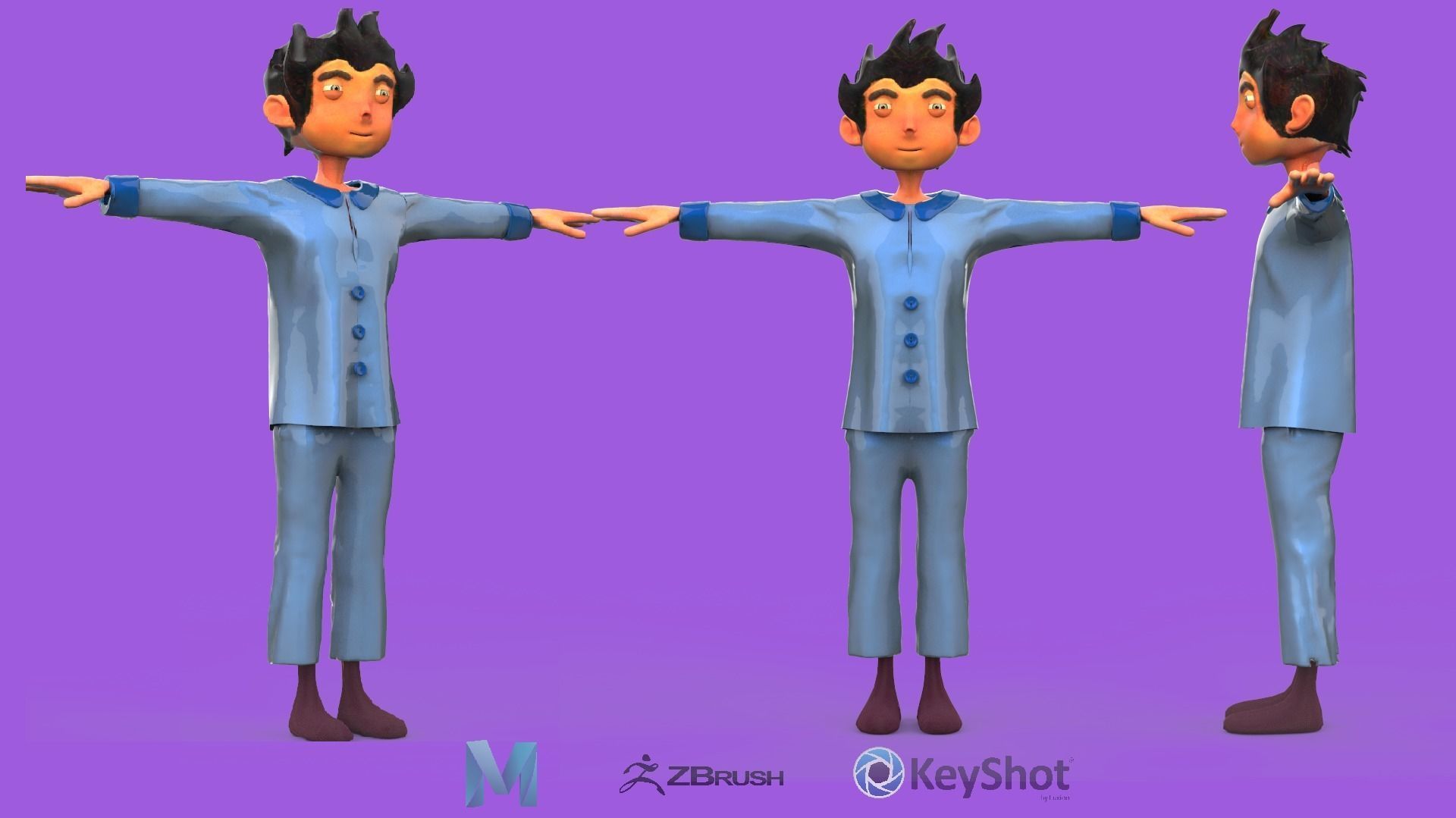 Stylish Kid PBR Animated Low-poly 3D model_1