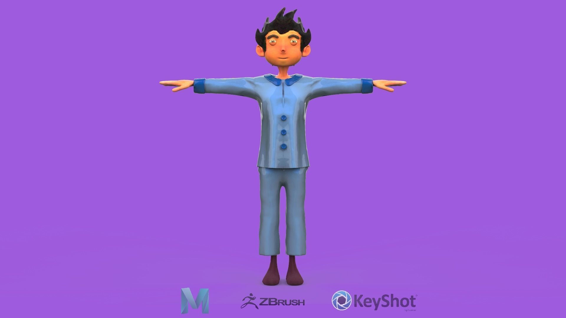 Stylish Kid PBR Animated Low-poly 3D model_5