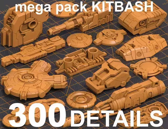 Mega Pack Hard Surface Kitbash 300 DETAILS 3D model