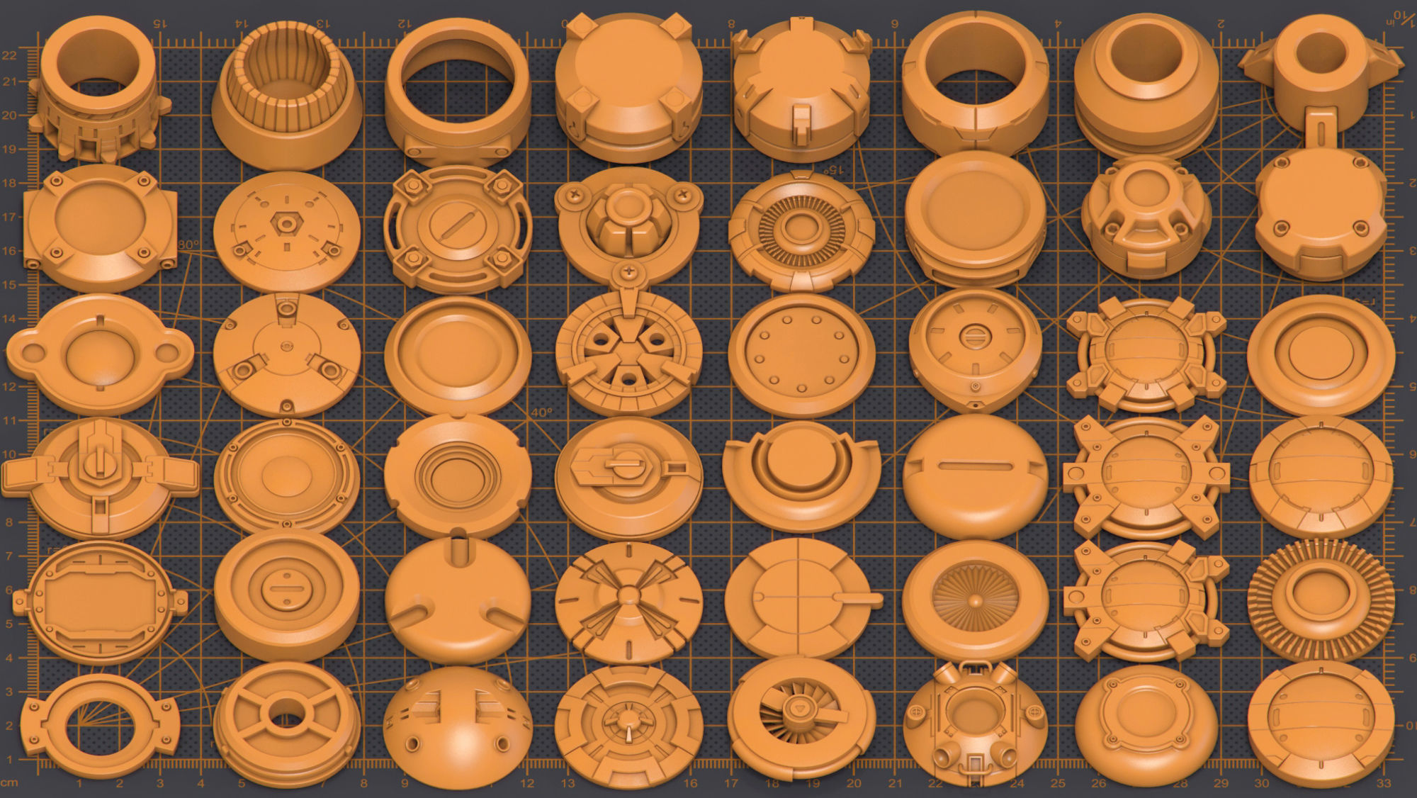 Mega Pack Hard Surface Kitbash 300 DETAILS 3D model_5