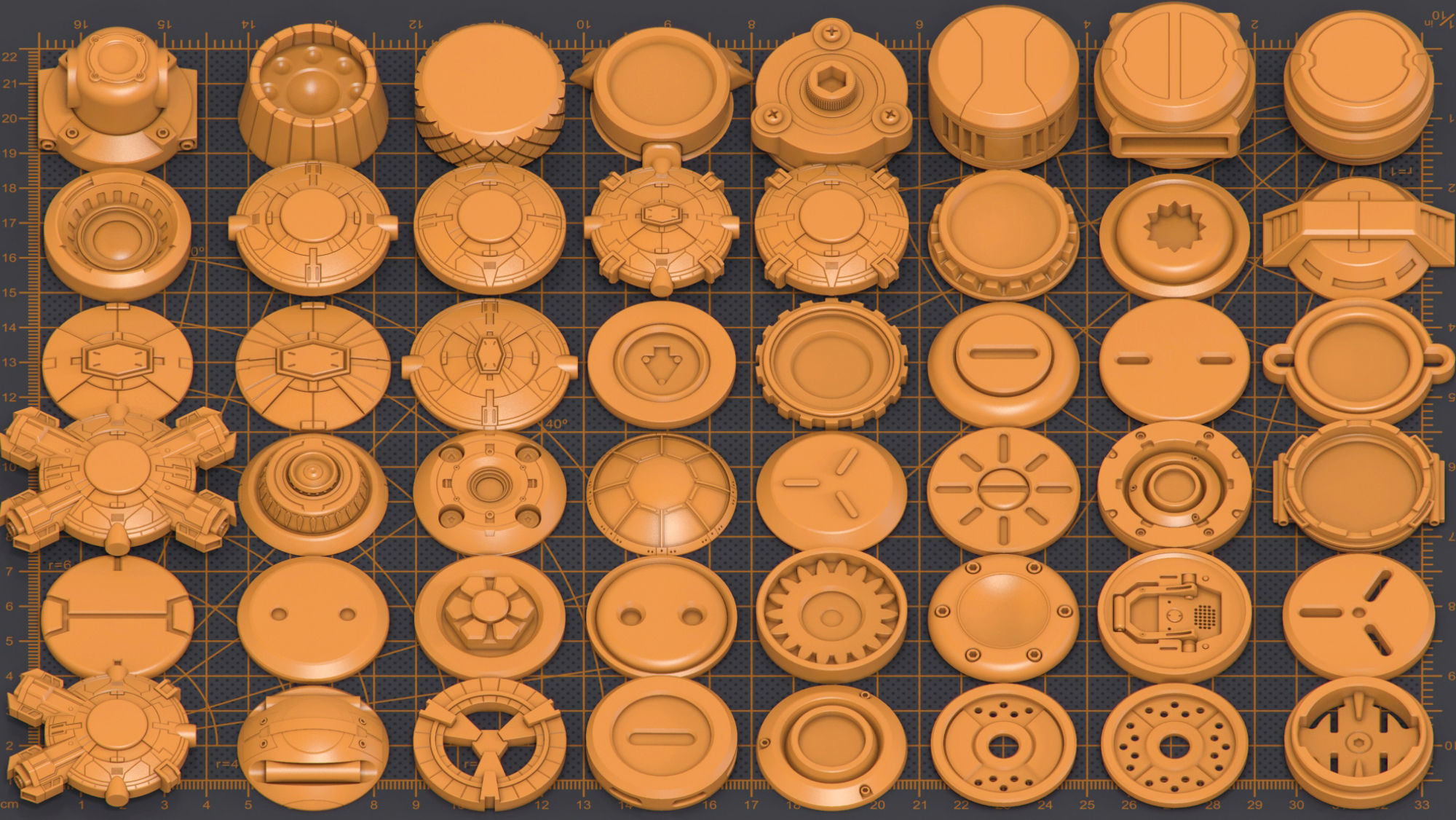 Mega Pack Hard Surface Kitbash 300 DETAILS 3D model_4