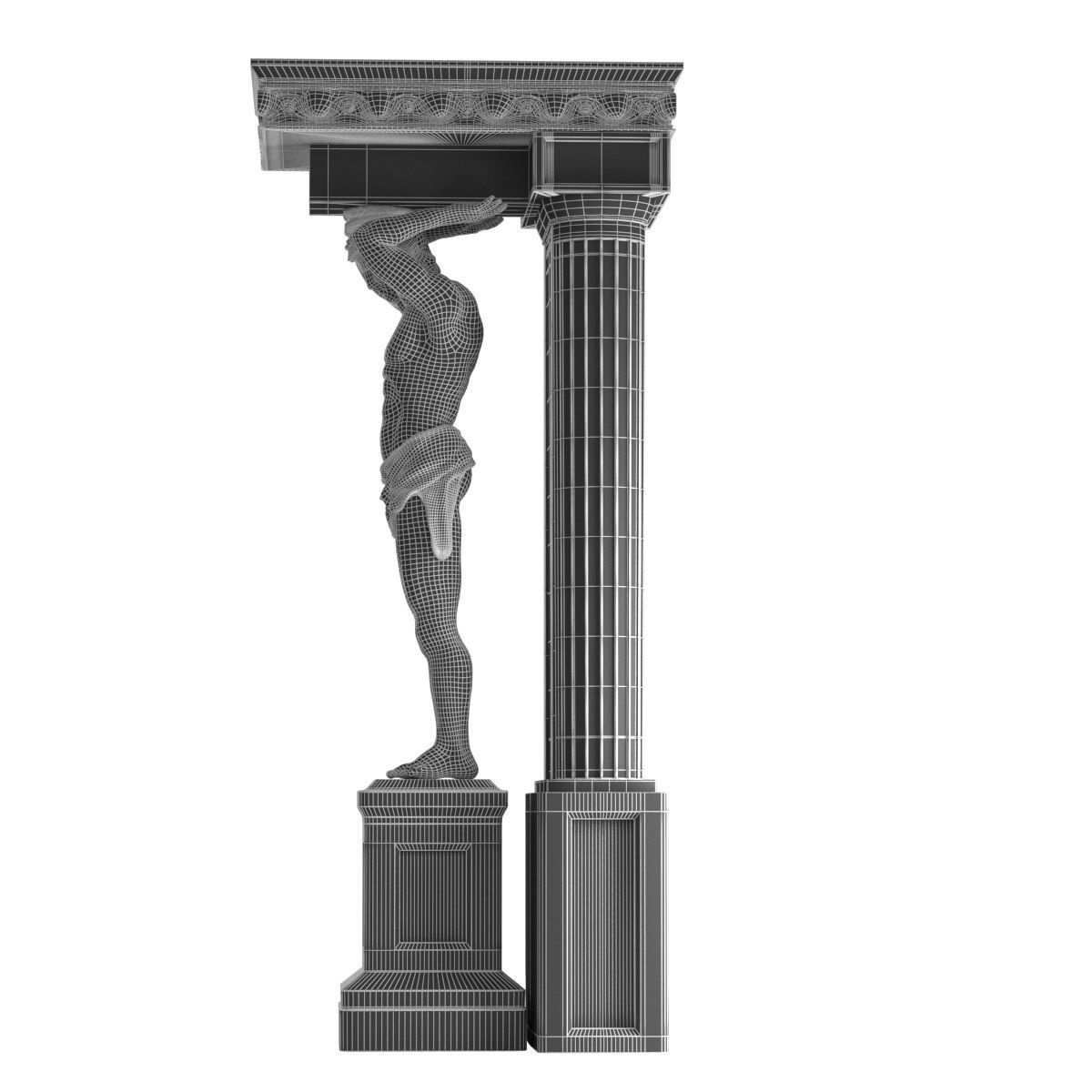 Atlant statue of man holding column 3D model_10