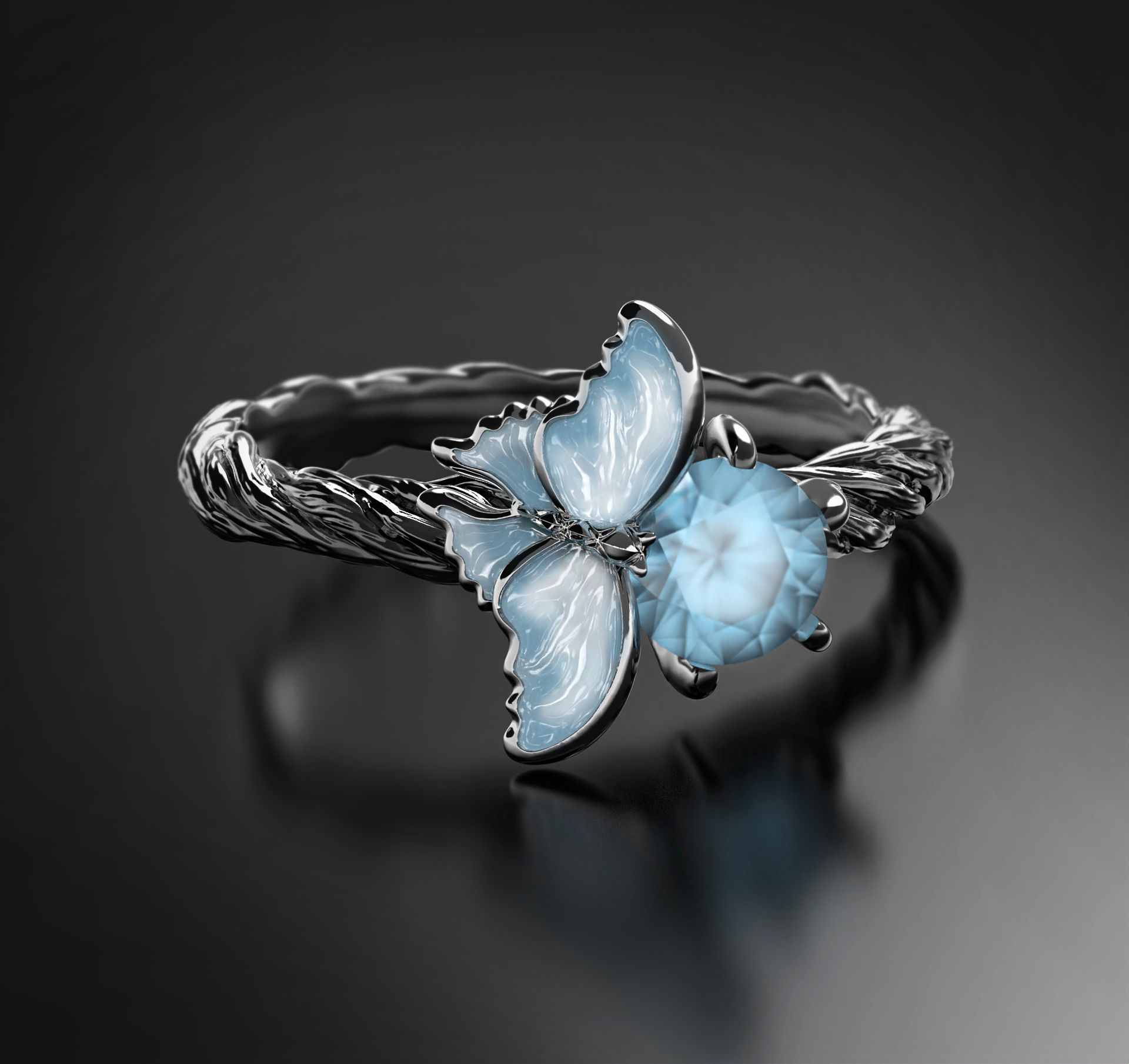 Pure Ice enamel ring 3D print model_2