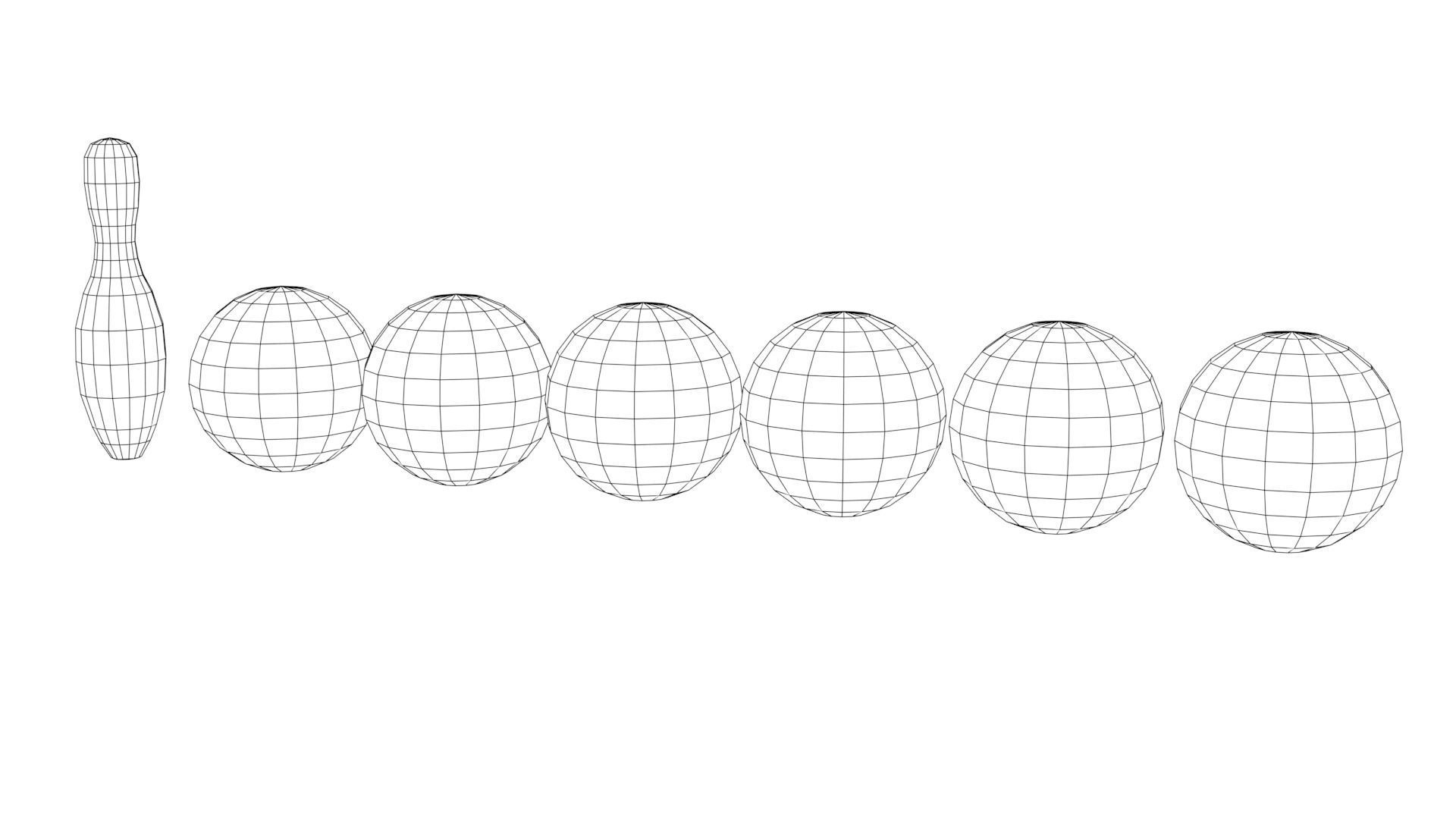 Bowling Ball and Pin - HighPoly and LowPoly Low-poly 3D model_4