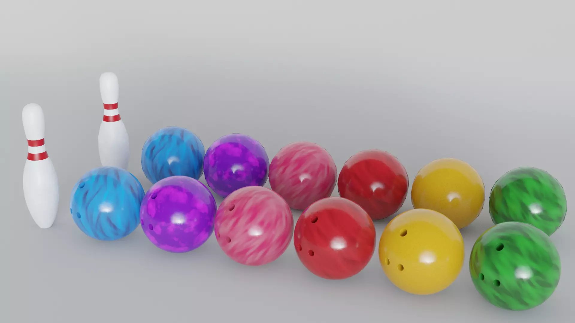 Bowling Ball and Pin - HighPoly and LowPoly Low-poly 3D model_0