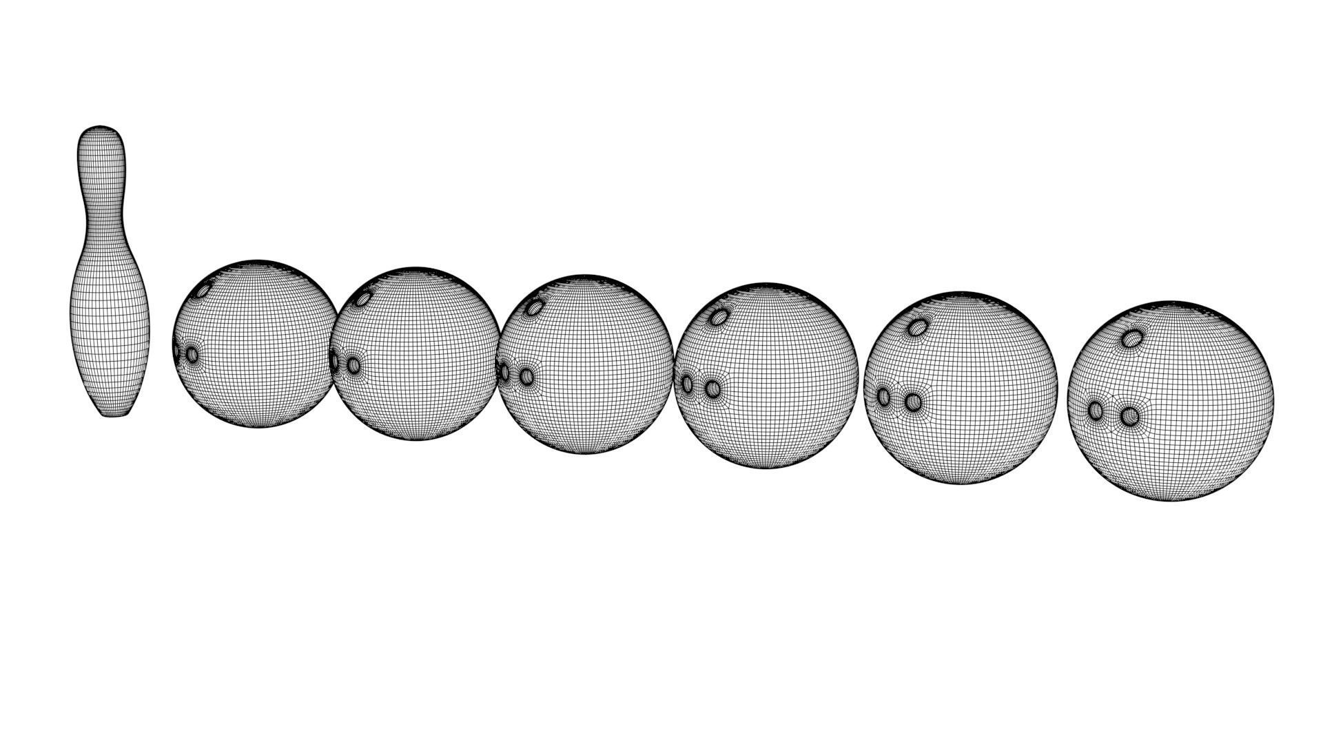 Bowling Ball and Pin - HighPoly and LowPoly Low-poly 3D model_2