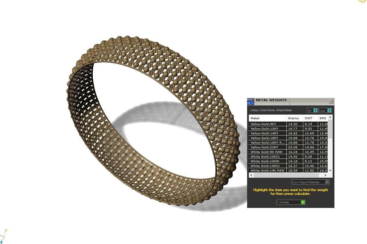 Bangle gold plated 3D print model_4