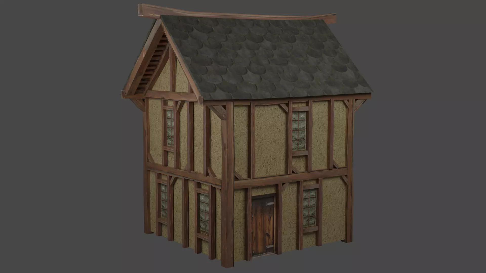 Medieval House Free low-poly 3D model_0