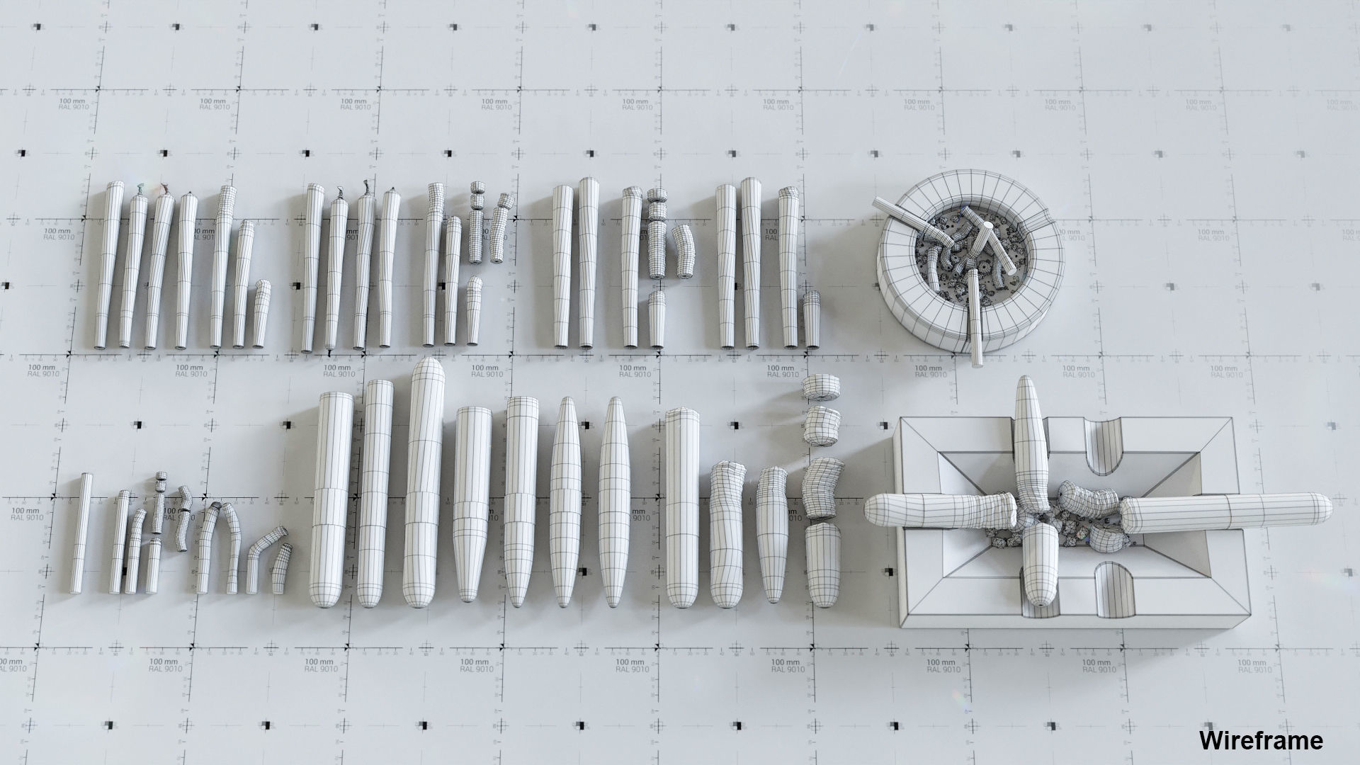 Cigars Cigarettes Joints Blunts and Ashtrays - 3D AssetKit PBR Low-poly 3D model_3
