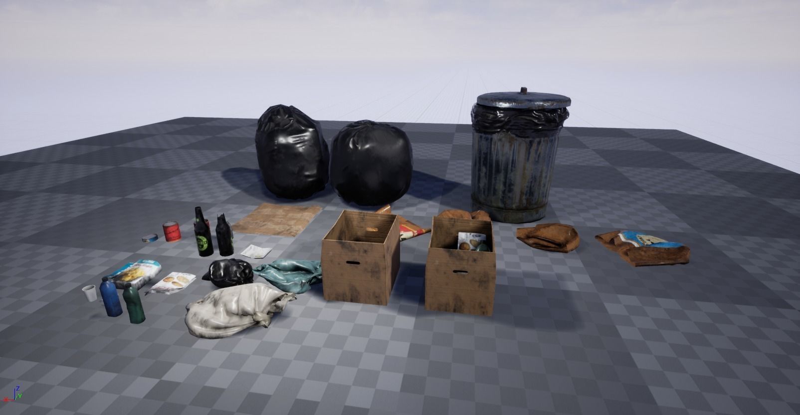 Garbage and Trash Props pack for games Low-poly 3D model_12