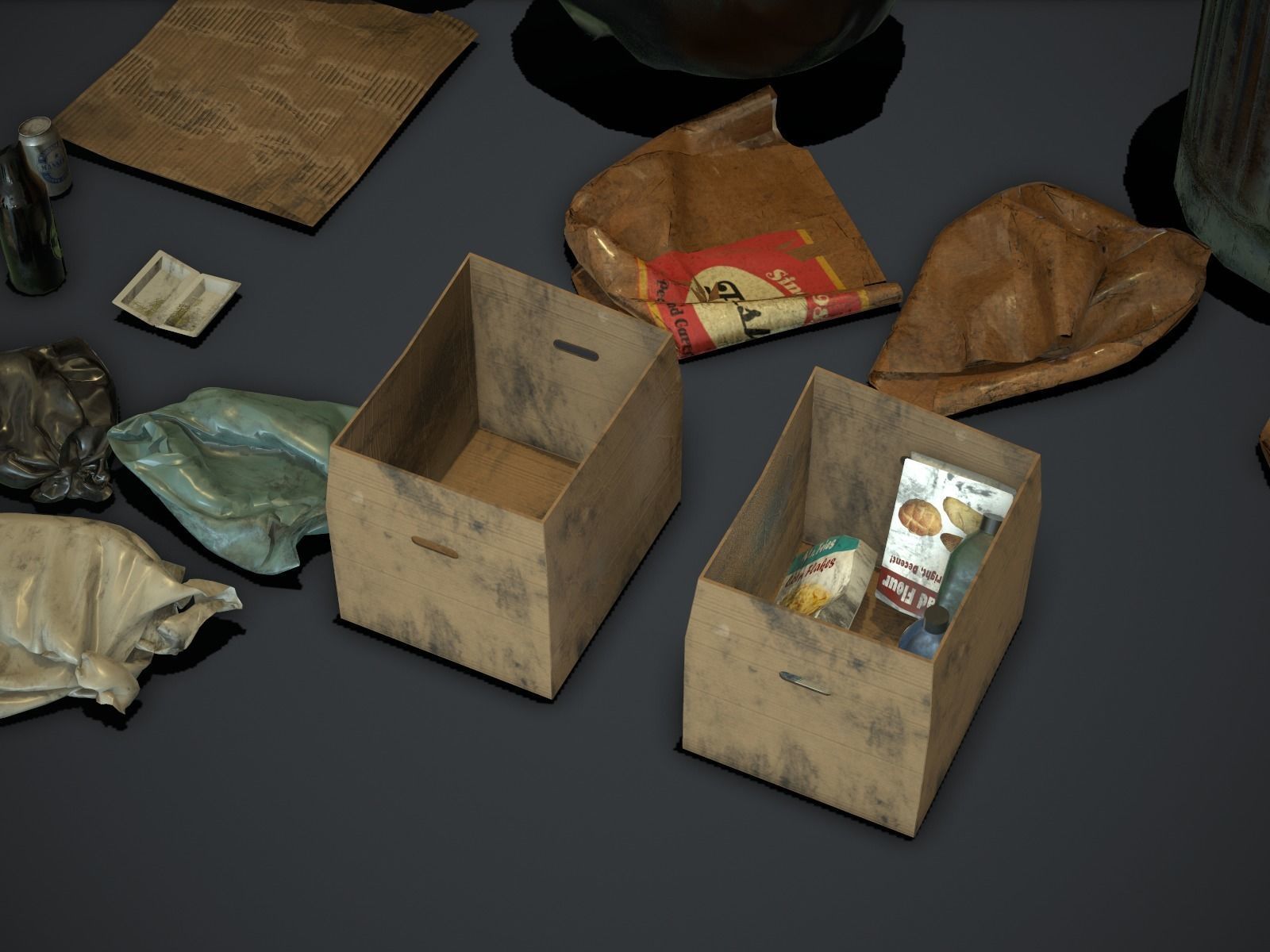 Garbage and Trash Props pack for games Low-poly 3D model_4