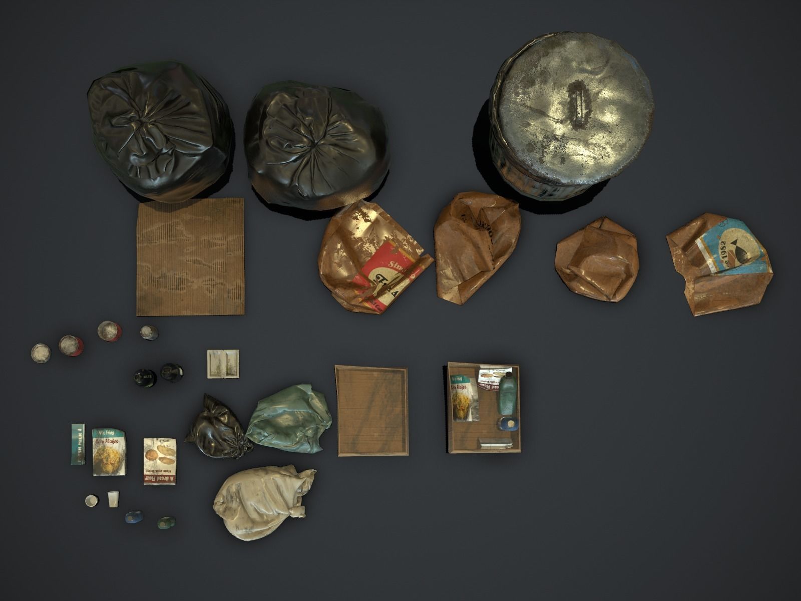 Garbage and Trash Props pack for games Low-poly 3D model_6
