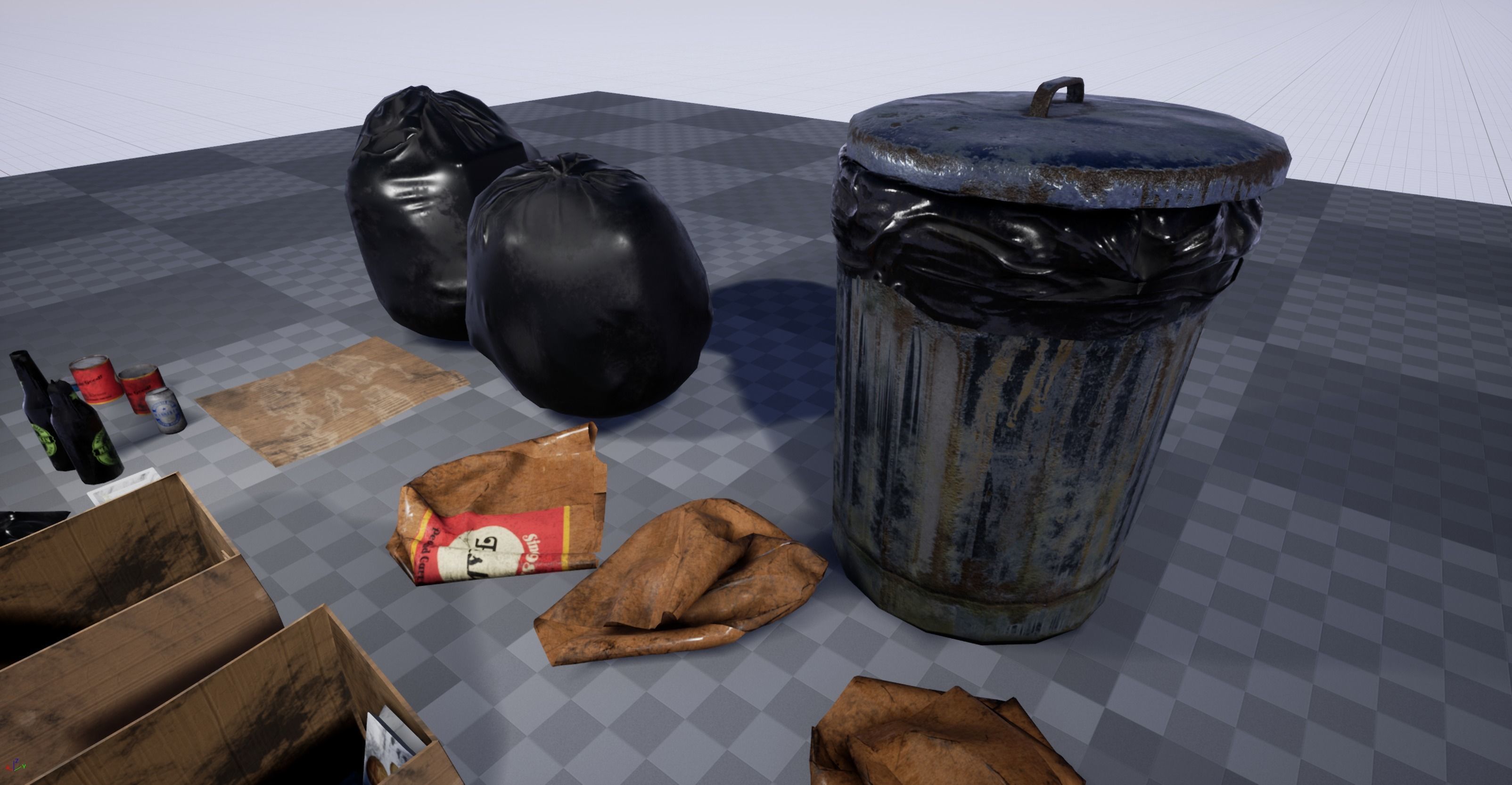 Garbage and Trash Props pack for games Low-poly 3D model_9