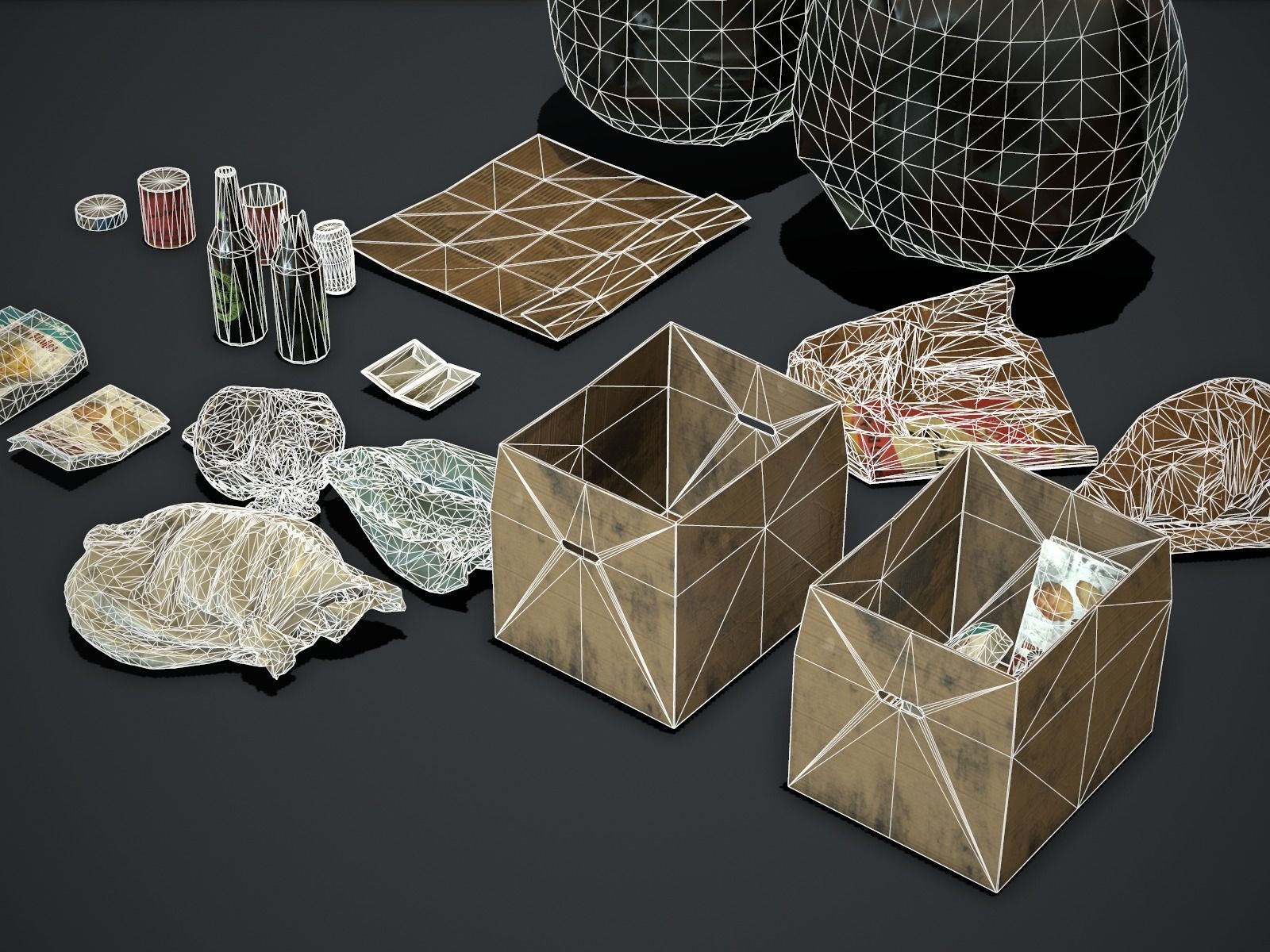 Garbage and Trash Props pack for games Low-poly 3D model_13