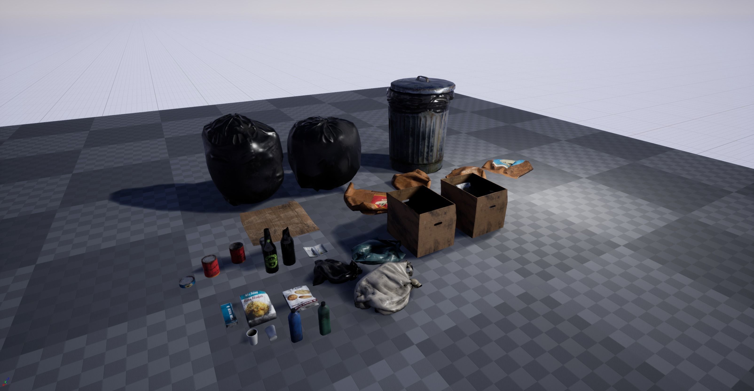 Garbage and Trash Props pack for games Low-poly 3D model_7