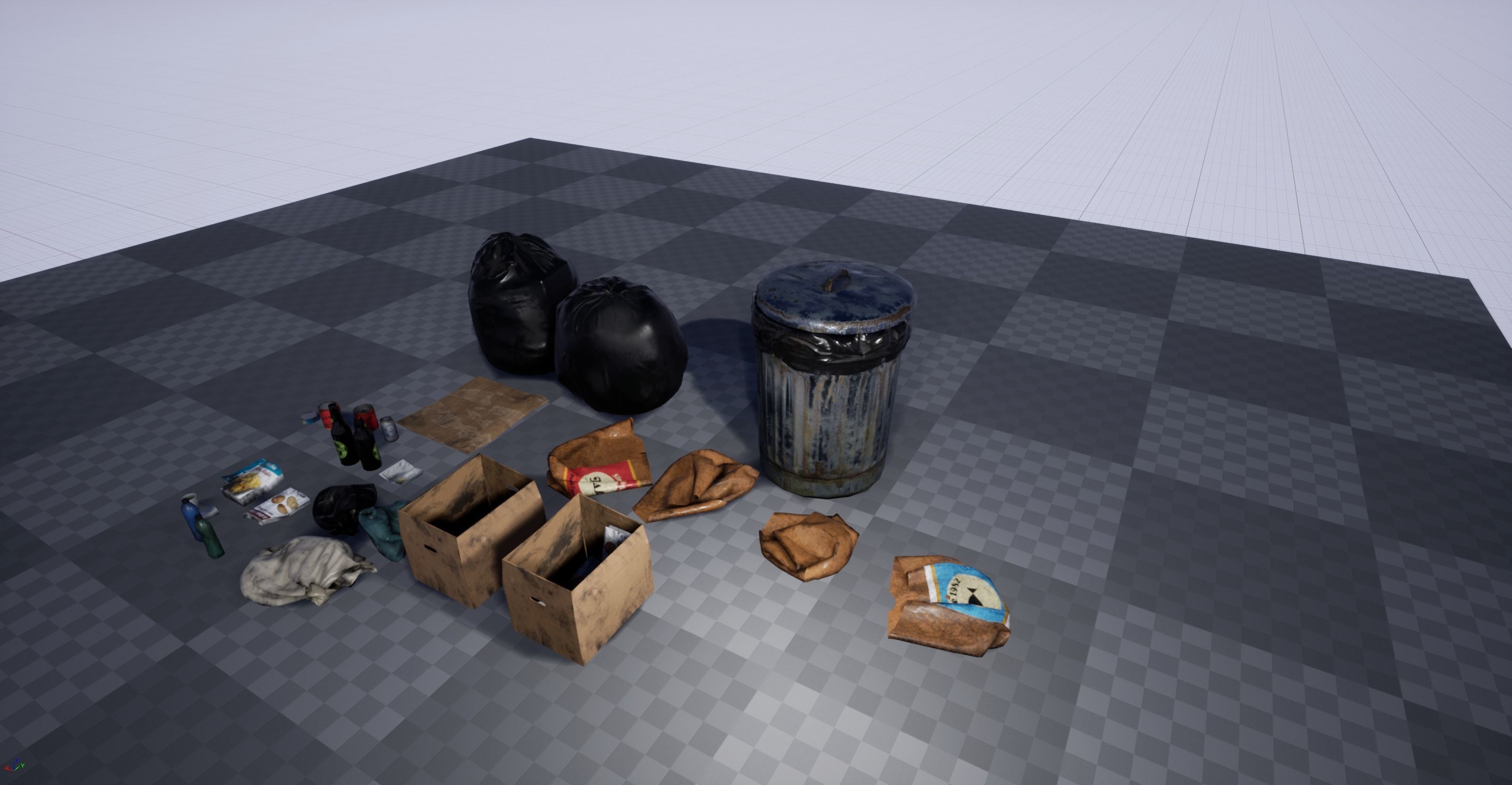 Garbage and Trash Props pack for games Low-poly 3D model_8