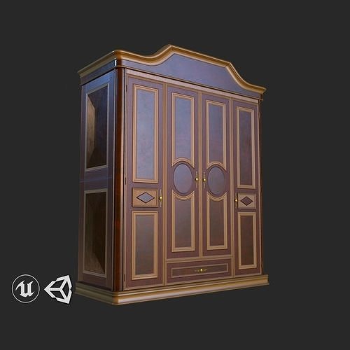 Vintage Furniture Wardrobe PBR Game Ready  Low-poly 3D model
