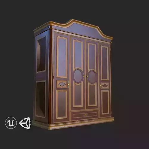Vintage Furniture Wardrobe PBR Game Ready 