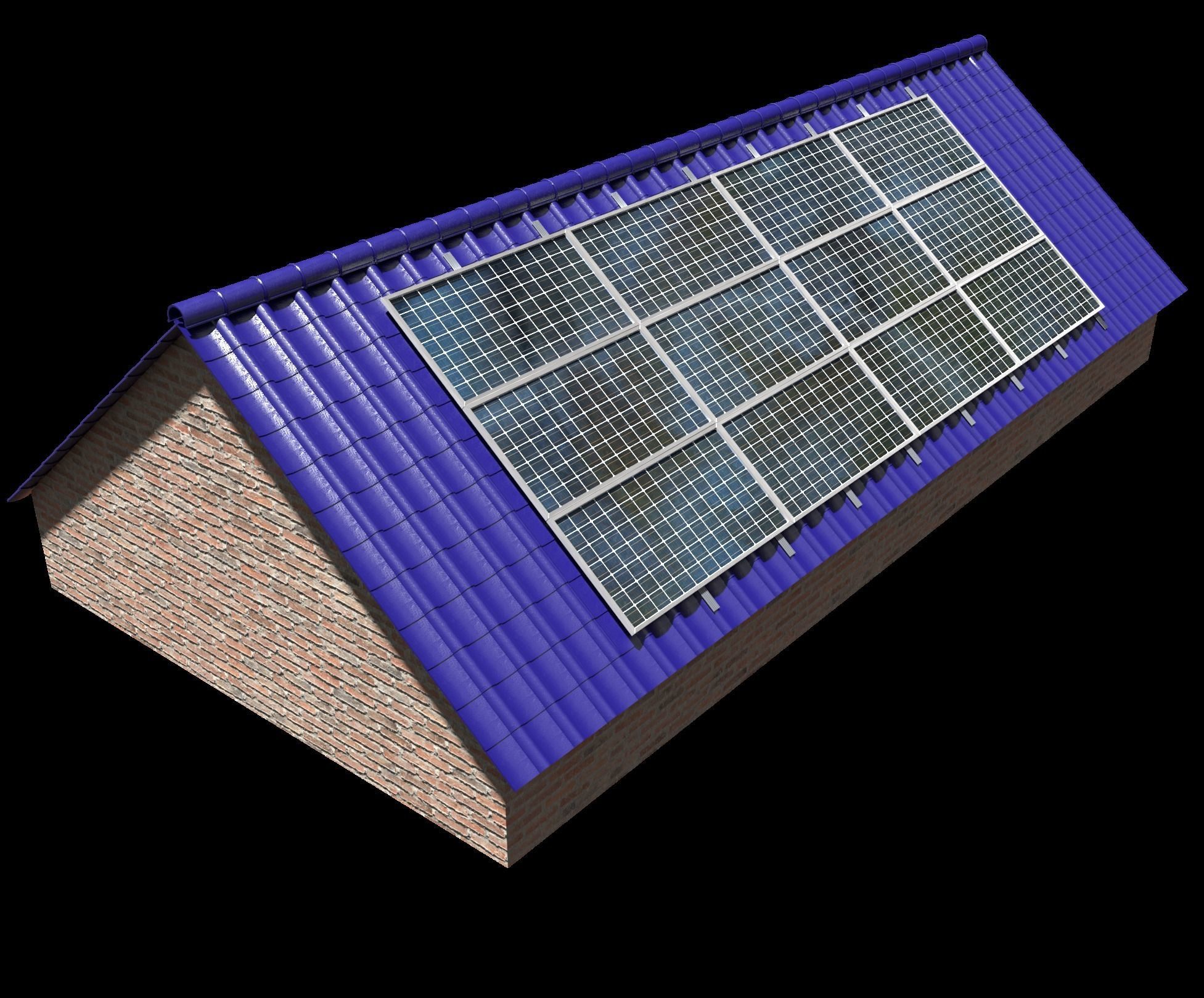 PV solar panel roof 3D model_3