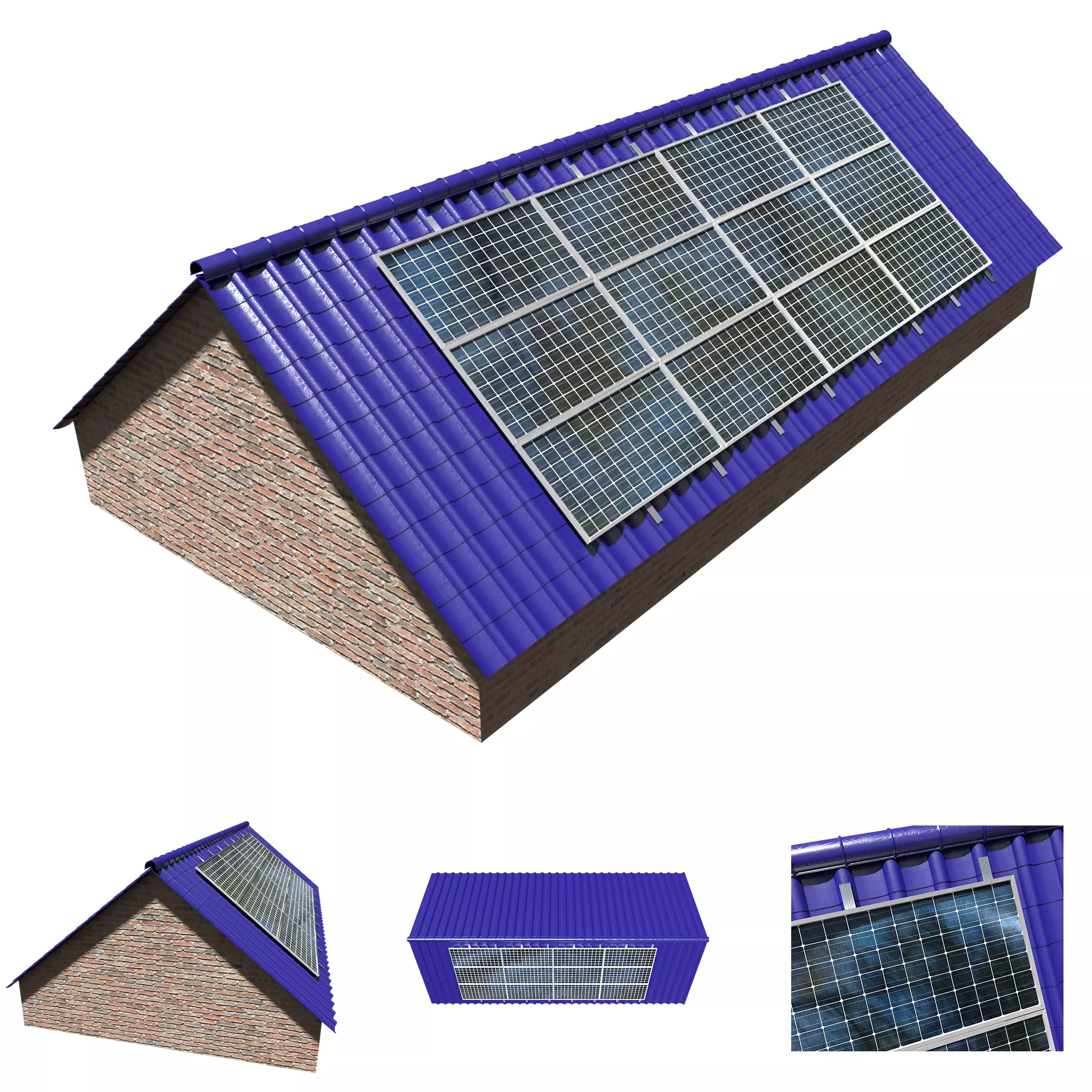 PV solar panel roof 3D model_0
