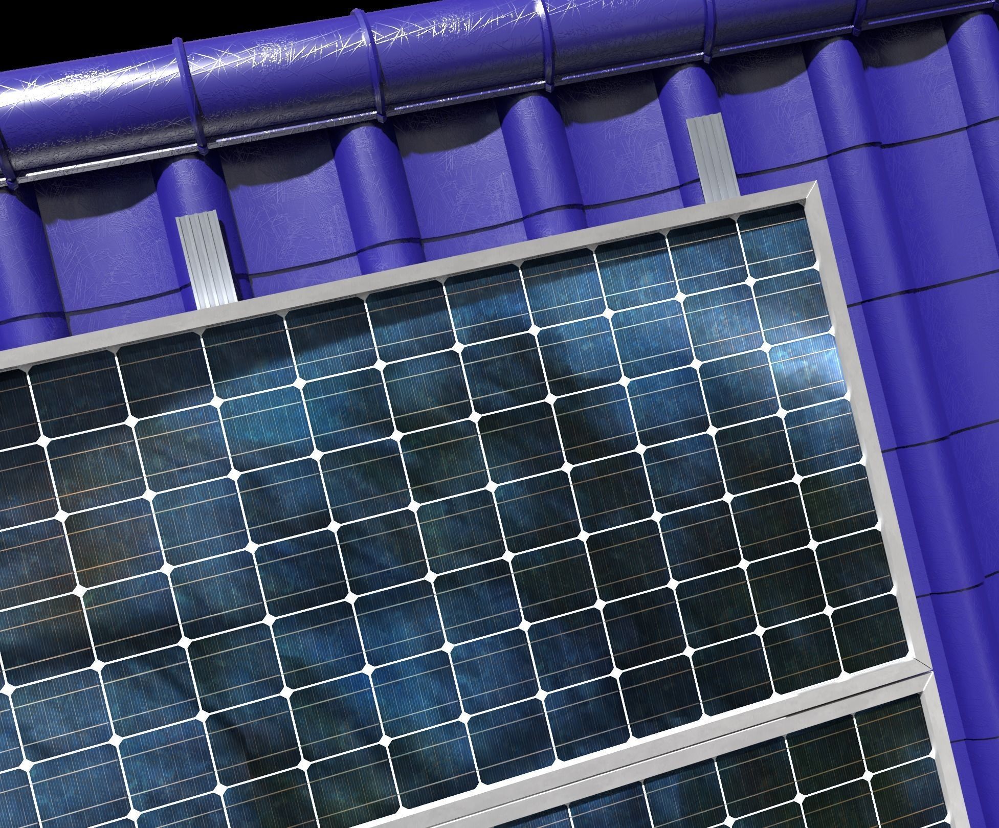 PV solar panel roof 3D model_2
