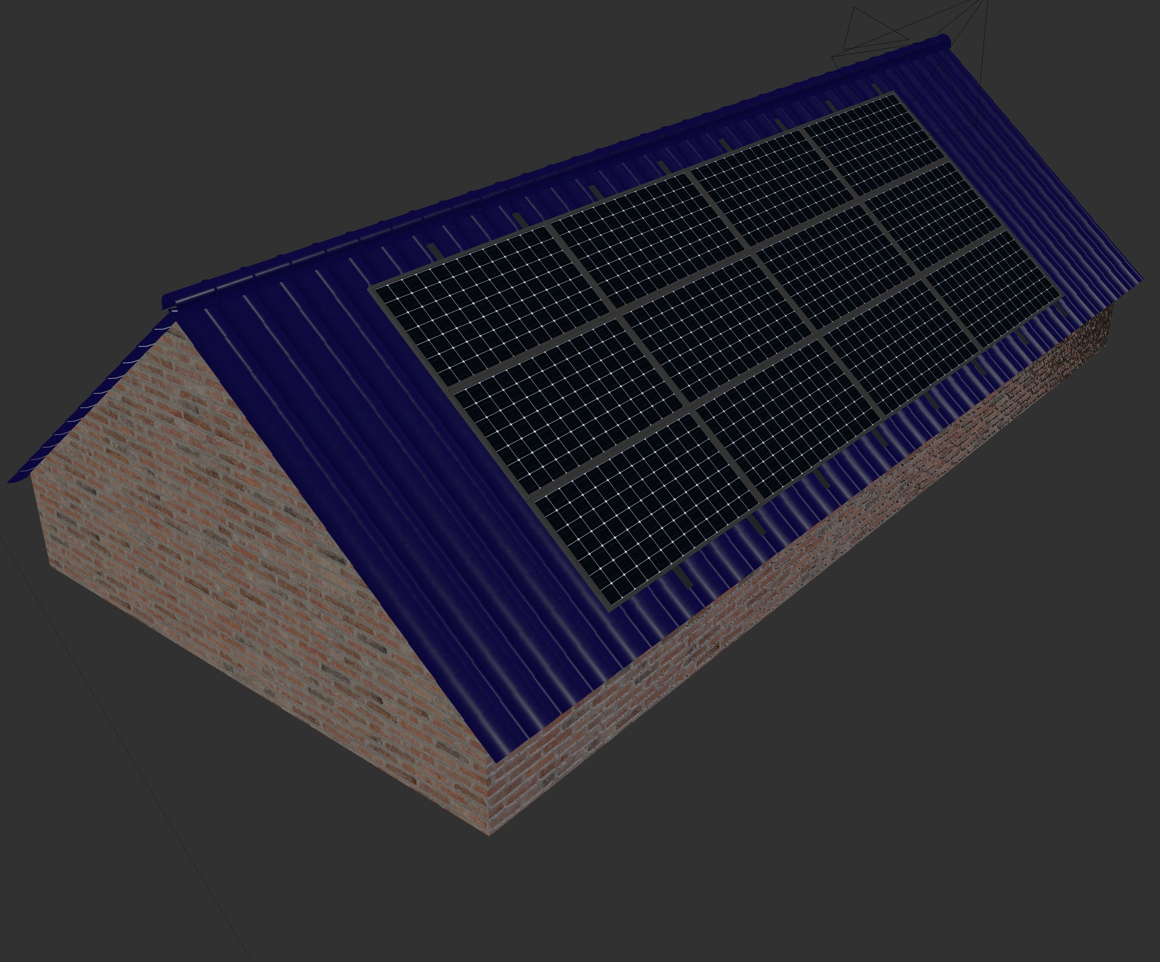 PV solar panel roof 3D model_4