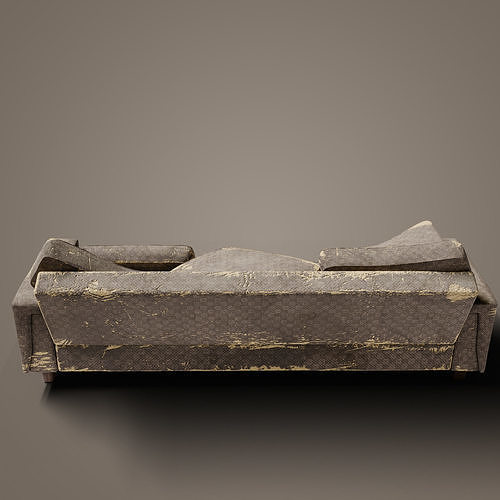 Old Couch Low-poly 3D model 3