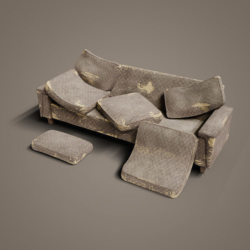 Old Couch Low-poly 3D model