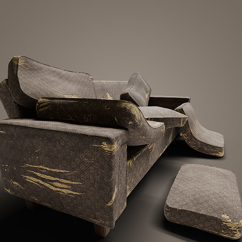 Old Couch Low-poly 3D model 5