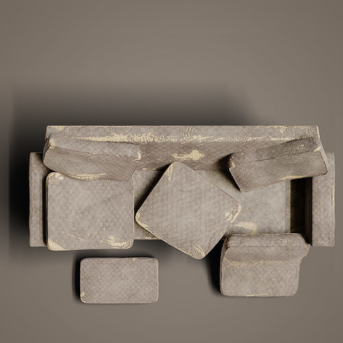 Old Couch Low-poly 3D model 4