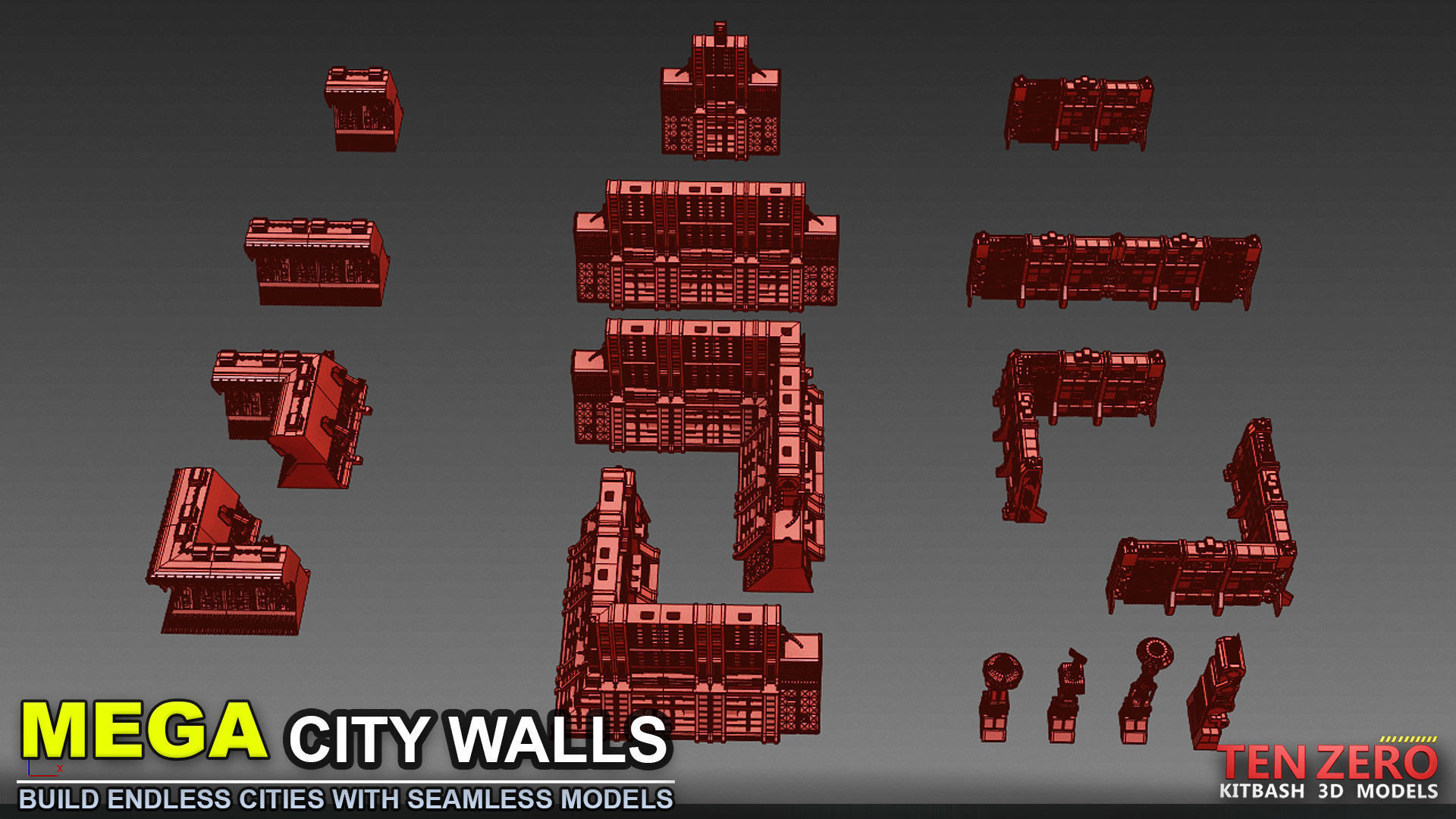 MEGA CITY WALLS SCI-FI KITBASH 3D model_3